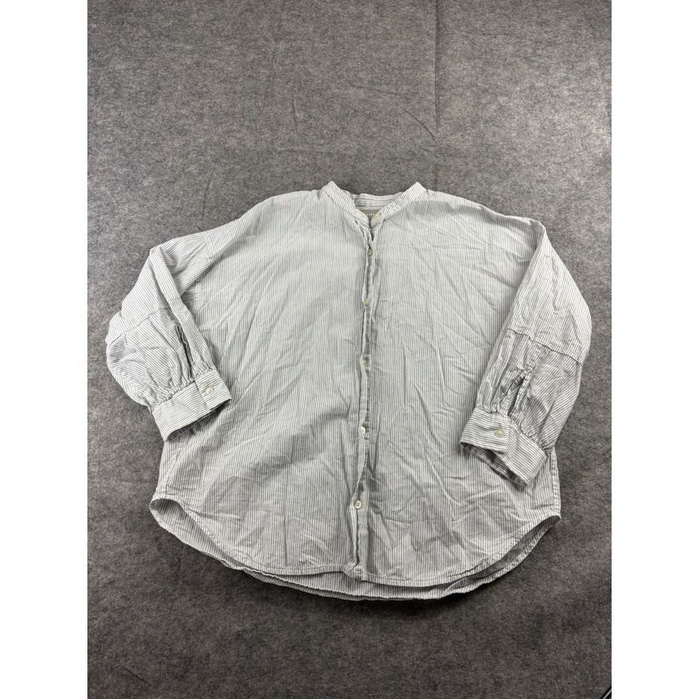 Everlane Poplin Button Up Pinstriped Blouse Women 4 Minimalist Quiet Luxury Boho